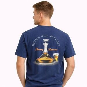 Tommy Bahama Graphic T-Shirt Relax "What's Your Sip Code?" Blue M